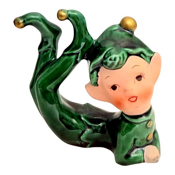 Set of 2 Vintage Lefton E-2347 Playful Whimsical Pixie Christmas Elf Figurines - Picture 3 of 16